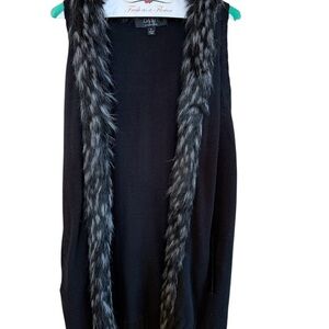 DASH KimK Black Sweater with Faux Fur Trim